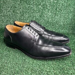 Santoni Men's US Sz 12.5 EE Black Leather Derby Shoes Made In Italy MSRP $1000+